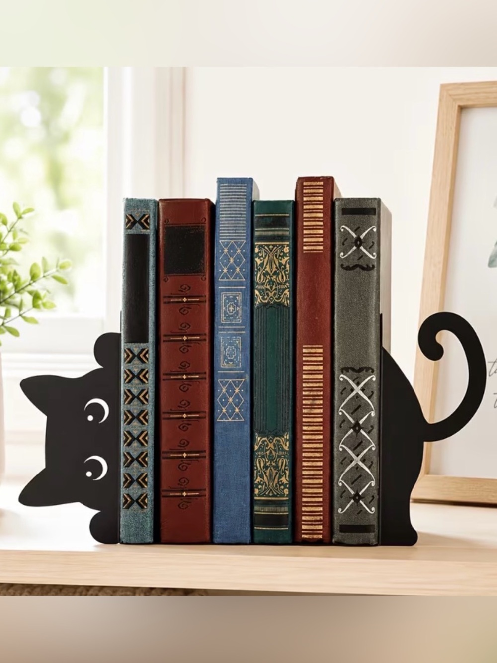 Decorative Black Cat Metal Bookends - Home Art